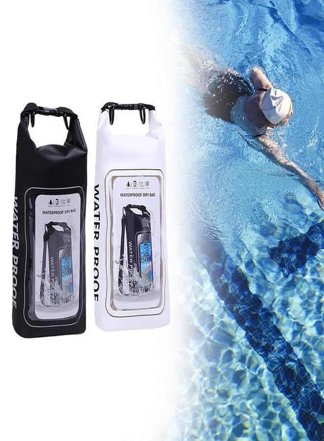 PARVY® Mobile Phone Waterproof Bag, Camping, Hiking, Beach, Travel, Canoeing, Boating Adjustable Strap, 2L Waterproof Dry Bag Sack for Fishing, Lightweight, PVC, Roll Top (Black) (1Pcs) - Image 3